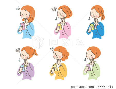 Smartphone troubled young woman business suit Smartphone troubled young woman business suit 63330814