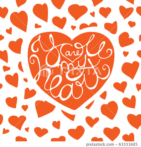 Romantic Hand Drawn Lettering on Seamless Backdrop Romantic Hand Drawn Lettering on Seamless Backdrop 63331685