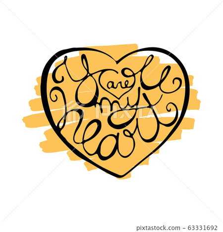 Romantic Lettering Inside Heart Shape Romantic Lettering Inside Heart Shape 63331692
