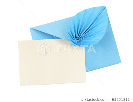 Blue craft paper envelope with draped element and 63331811