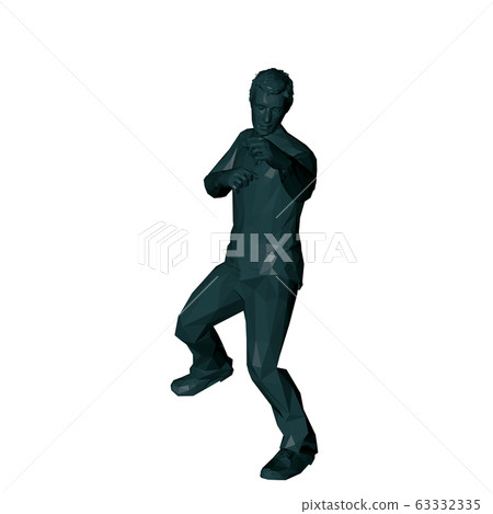 Man beats a punch. 3d Low poly vector Man beats a punch. 3d Low poly vector 63332335