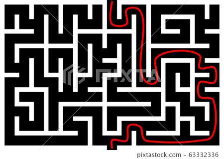 Rectangle maze with solution. Vector illustration. 63332336