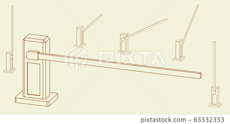 Automatic barrier. Vector outline illustration. 63332353