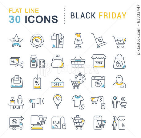 Set Vector Line Icons of Black Friday - Stock Illustration [63332447 ...