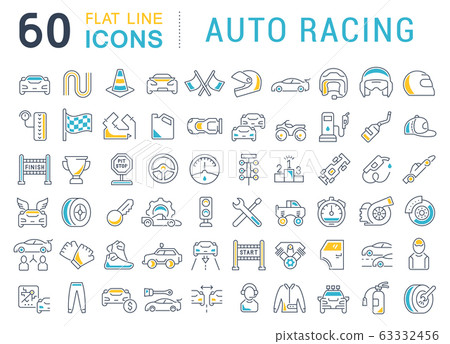 Set Vector Line Icons of Auto Racing. 63332456
