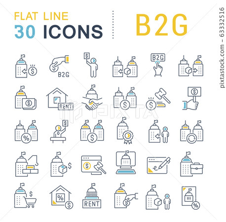 Set Vector Line Icons of B2G 63332516