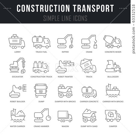Set Vector Line Icons of Construction Transport 63332518