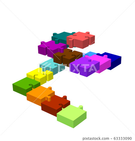 Stairway of puzzle. Isolated on white. 3d Vector Stairway of puzzle. Isolated on white. 3d Vector 63333090
