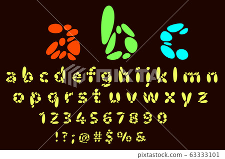 Alphabet letters, numbers and symbols. Vector flat Alphabet letters, numbers and symbols. Vector flat 63333101