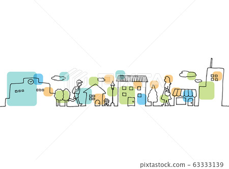 Cityscape hand drawn line drawing 63333139