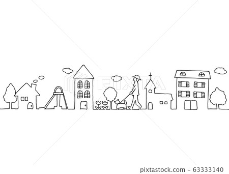 Cityscape hand drawn line drawing 63333140