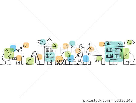 Cityscape hand drawn line drawing Cityscape hand drawn line drawing 63333143