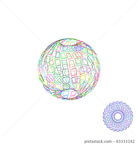 Abstract polygonal broken sphere.Vector outline Abstract polygonal broken sphere.Vector outline 63333182