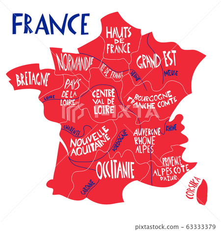 Vector hand drawn stylized map of France. Travel 63333379