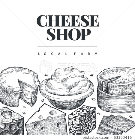 Cheese design template. Hand drawn vector dairy Cheese design template. Hand drawn vector dairy 63333416