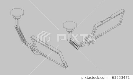 Robotic arm with futuristic monitor. Vector Robotic arm with futuristic monitor. Vector 63333471