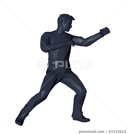 Man beats a punch. 3d Low poly vector 63333618
