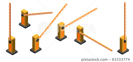 Automatic barrier. Isolated on white background. Automatic barrier. Isolated on white background. 63333774
