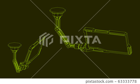 Robotic arm with futuristic monitor. Vector Robotic arm with futuristic monitor. Vector 63333778