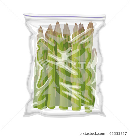 Frozen Asparagus Stored in Plastic Package Vector Illustration Frozen Asparagus Stored in Plastic Package Vector Illustration 63333857