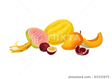 Mixed Exotic Fruits Arrangement or Composition Vector Illustration Mixed Exotic Fruits Arrangement or Composition Vector Illustration 63333875