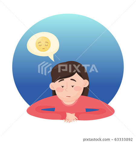 Young Girl Feeling Sadness Isolated on White Background Vector Illustration. Unamused Smiley Concept Young Girl Feeling Sadness Isolated on White Background Vector Illustration. Unamused Smiley Concept 63333892
