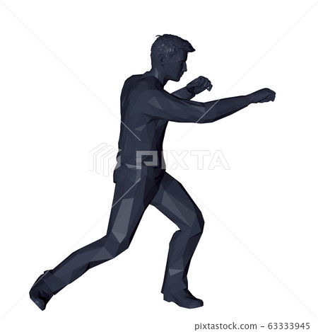 Man beats a punch. 3d Low poly vector 63333945