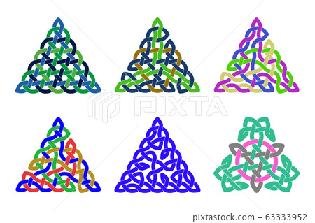 Celtic knot set. Triangular ornament. Vector 63333952