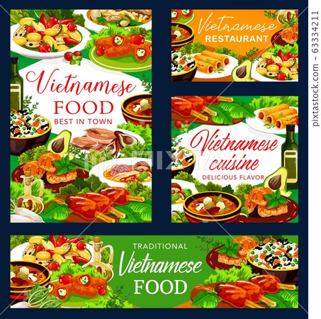 Vietnamese soups and rice with fish, meat, veggies Vietnamese soups and rice with fish, meat, veggies 63334211