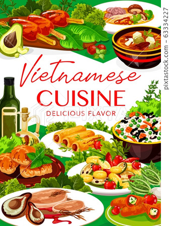Vietnamese vegetable rice with Asian fish and meat 63334227