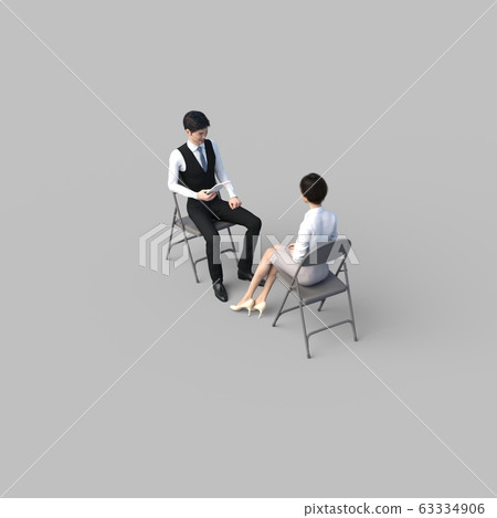 Business interview scene isometric perming3DCG illustration material 63334906