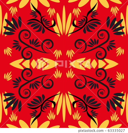 seamless pattern with flowers and leaves hohloma seamless pattern with flowers and leaves hohloma 63335027