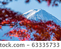 Mount Fuji with colorful maple leaves autumn season in Japan 63335733