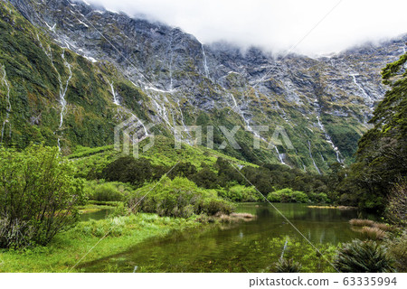 Waterfall and pond Waterfall and pond 63335994