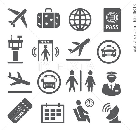 Airport icons set on white background-插圖素材 [63336018] - PIXTA圖庫