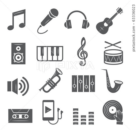 Music icons set on white background - Stock Illustration [63336023] - PIXTA