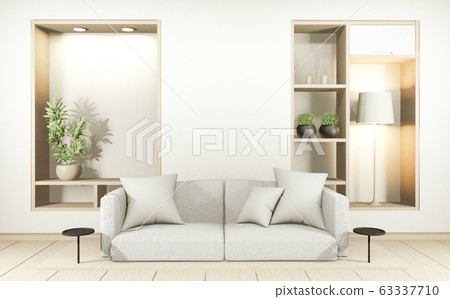 Modern Zen living room interior, white sofa and Modern Zen living room interior, white sofa and 63337710