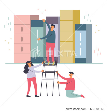 Students preparing for exam in library vector illustration Students preparing for exam in library vector illustration 63338166