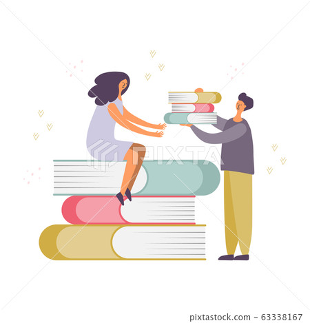 Students preparing for exam in library vector illustration Students preparing for exam in library vector illustration 63338167