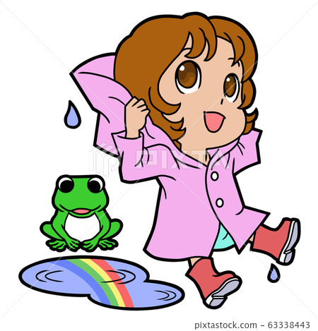 girl taking off raincoat 63338443