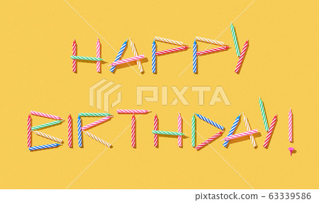 Greeting text Happy Birthday handmade from colorful candles. Greeting text Happy Birthday handmade from colorful candles. 63339586