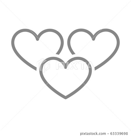Three hearts, like line icon. Love, feedback, friendship symbol. 63339698