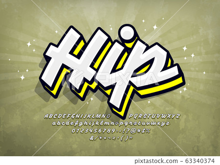 Graffiti Font with Highlight and Shadow. 3D Youth Typography Alphabet 63340374