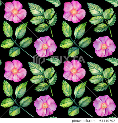 Watercolor seamless pattern with rose hips. 63340702
