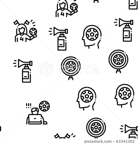 Soccer Fan Attributes Seamless Pattern Vector Soccer Fan Attributes Seamless Pattern Vector 63341302