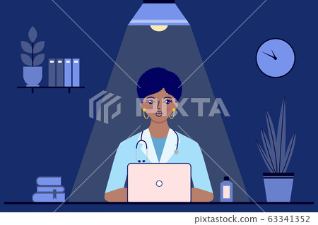 doctor sitting in doctor's office doctor sitting in doctor's office 63341352