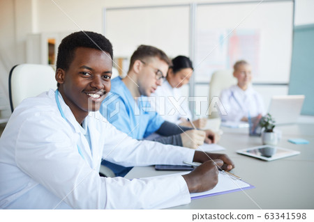 Young African Doctor Smiling in Internship Young African Doctor Smiling in Internship 63341598