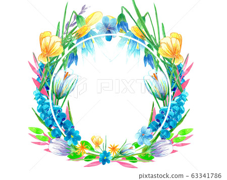 Beautiful bright watercolor floral wreath. Spring Beautiful bright watercolor floral wreath. Spring 63341786