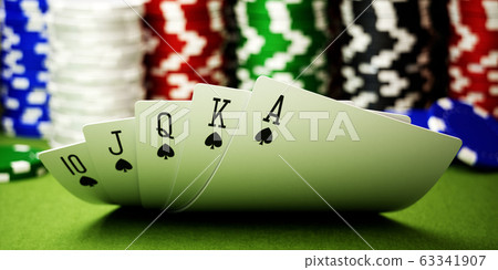 Royal flash on a green table casino 63341907