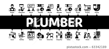 Plumber Profession Minimal Infographic Banner Vector 63342189